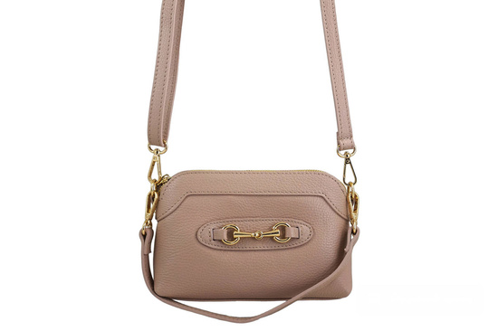 Mała torebka wizytowa skórzana - Różowa pudrowa 