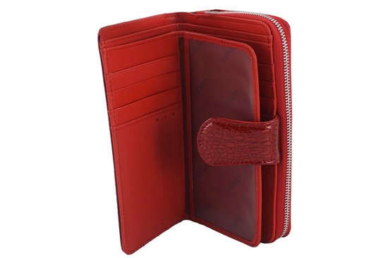 Portfel skórzany damski lakierowany - Czerwony 
