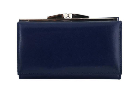 Portfel damski klasyczny skórzany - Granatowy