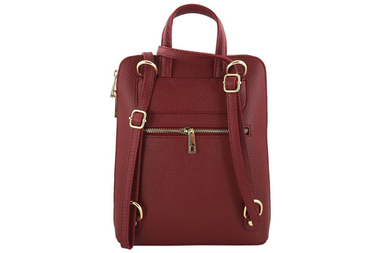 Plecak skórzany / listonoszka - Casual - 2w1 - Różowy pudrowy 