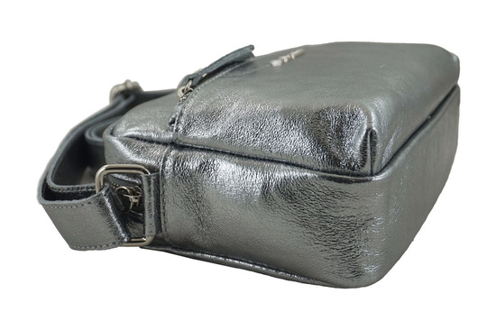 Listonoszka skórzana metalizowana - Złota 