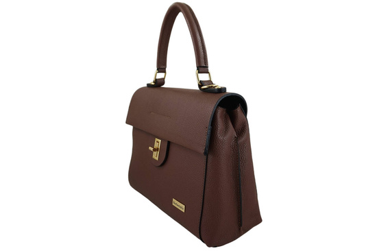 Skórzana torebka kuferek do ręki - Brązowa 
