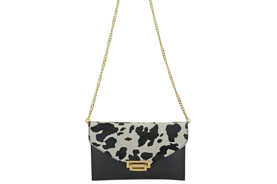 Skórzana torebka do ręki i na ramię - Czarna