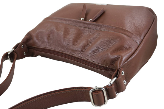 Pojemna torebka na ramię z kieszenią - Brązowa 