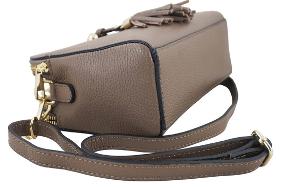 Listonoszka skórzana z kieszeniami - Beżowa ciemna 