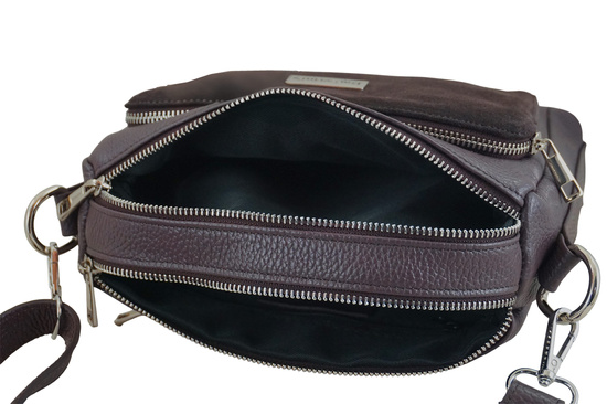 Codzienna torebka ze skóry naturalnej z zamszem - Brązowa ciemna 