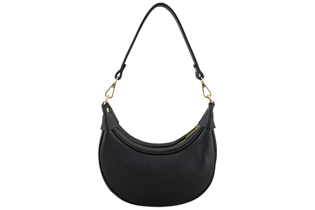 Subtelna mini torebka z miękkim zamszem i złotymi detalami - Czarna