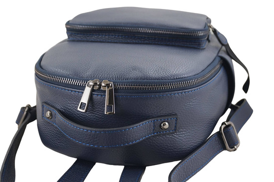 Elegancki plecak skórzany - Granatowy