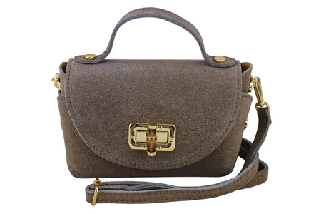 Mała torebka zamszowa wizytowa - Beżowa ciemna