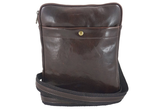 Modna męska torba skórzana z regulowanym paskiem - Czarna 