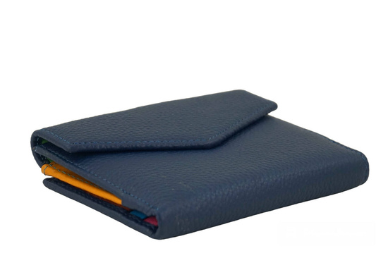 Elegancki portfel ze złotym zapięciem - Granatowy jasny