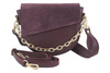 Torebka skórzana z ozdobnym łańcuszkiem - Bordowa 