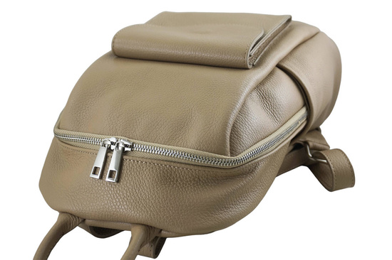 Damski plecak miejski skórzany - Beżowy