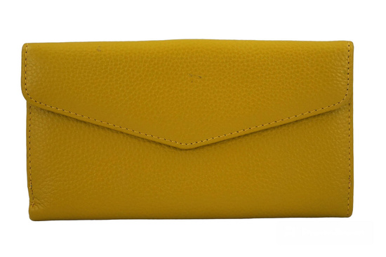 Duży portfel ze złotym zapięciem - Żółty ciemny