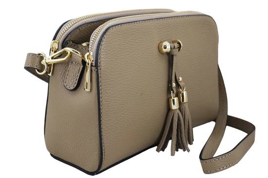 Listonoszka skórzana z kieszeniami - Beżowa 