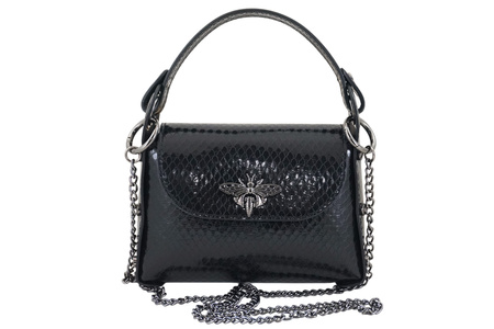 Lakierowana torebka wizytowa skórzana - Czarna