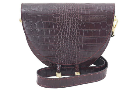 Wizytowa torebka listonoszka - CROCO - Brązowa ciemna