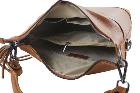 Damski kuferek skórzany na ramię - Brązowy jasny