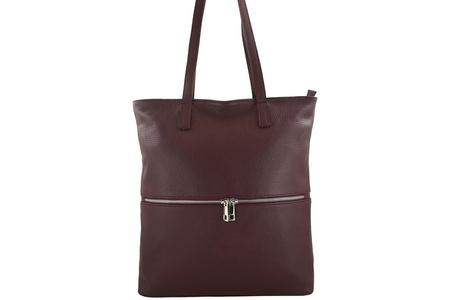 Worki skórzane klasyczne A4 z kieszenią - Brązowy jasny