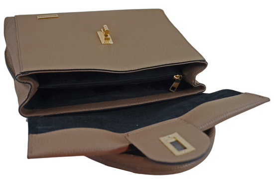 Skórzana torebka kuferek do ręki - Beżowa ciemna 