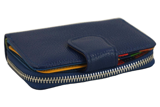 Portfel skórzany młodzieżowy - kolorowy Granatowy