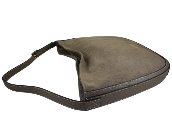 Duża torebka zamszowa na ramię - Beżowa ciemna 