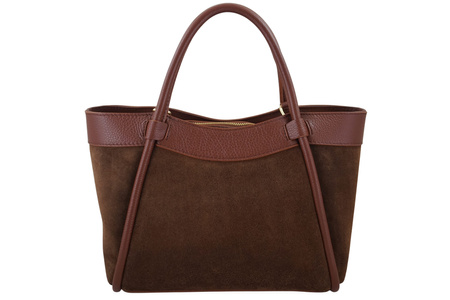 Elegancka torebka ze skóry zamszowej - Brązowa 