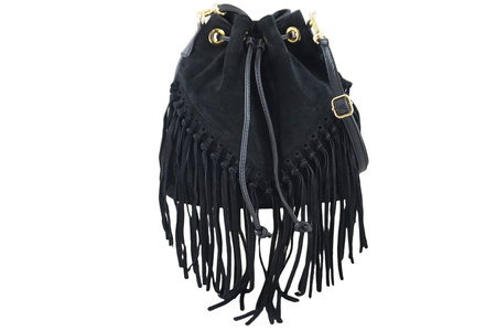 Torebka skórzana boho style - Czarna 