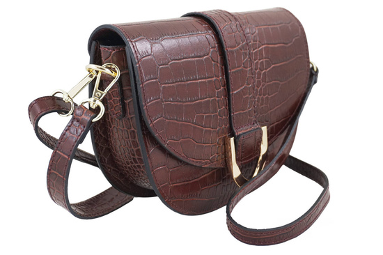 Listonoszka damska croco - Brązowa 