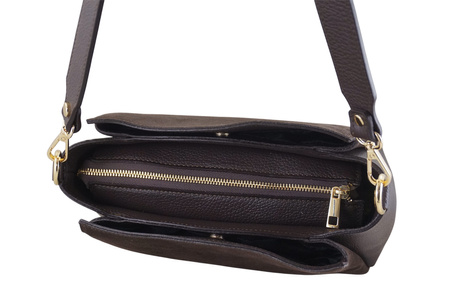 Torebka miejska z naturalnego zamszu i skóry - Brązowa ciemna 