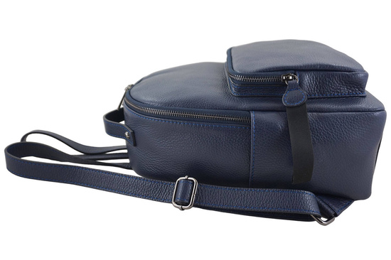 Elegancki plecak skórzany - Granatowy