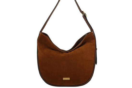 Duża torebka zamszowa na ramię - Brązowa 