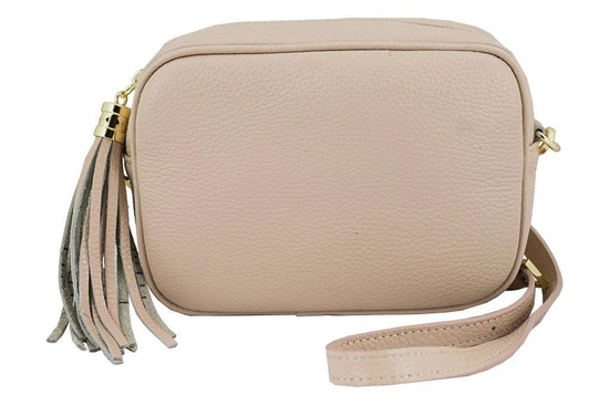 Modna listonoszka skórzana damska - Szara jasna