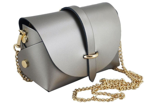 Modna listonoszka wizytowa skórzana - Granatowa 