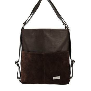 Torebka plecak z zamszem - Brązowa ciemna