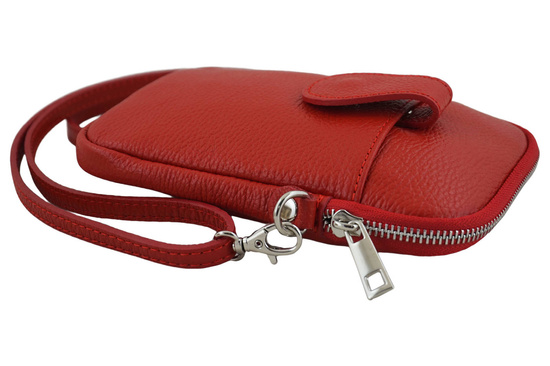 Skórzane etui na telefon - Czerwone jasne