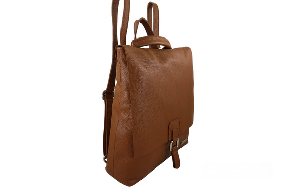 Stylowy plecak damski skórzany - Brązowy jasny 