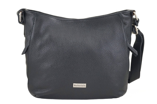 Praktyczna torebka skórzana z kieszeniami - Czarna 