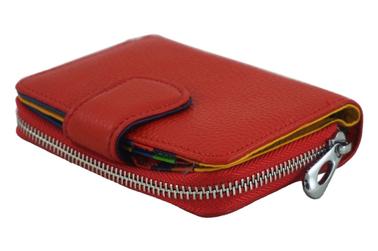 Portfel skórzany młodzieżowy - kolorowy - Czerwony