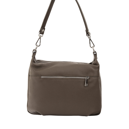 Skórzana torebka z zamszowym akcentem - Beżowa ciemna 