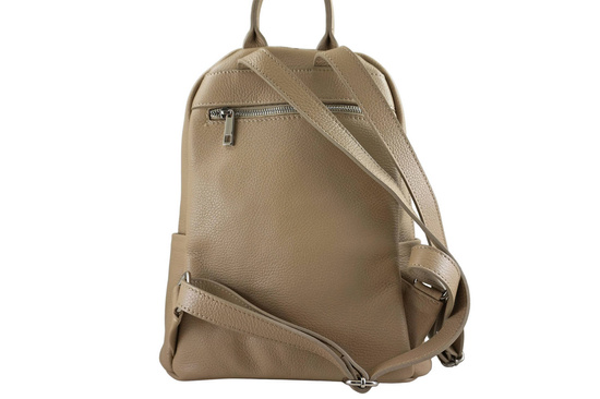 Damski plecak miejski skórzany - Beżowy