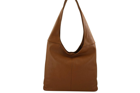 Modna torebka worek na szerokim uchwycie - Brązowa jasna