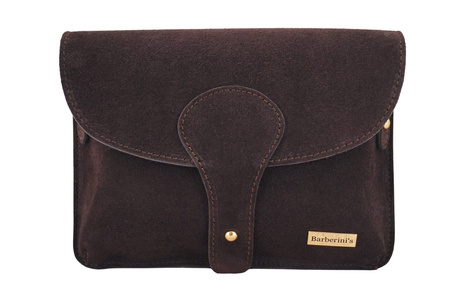 Zamszowa listonoszka na szerokim pasku - Brązowa ciemna