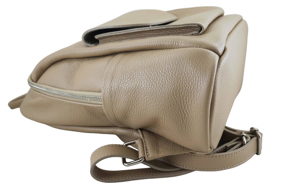 Damski plecak miejski skórzany - Beżowy