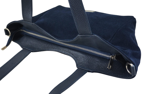 Torebka damska zamszowa typu worek - Granatowa 