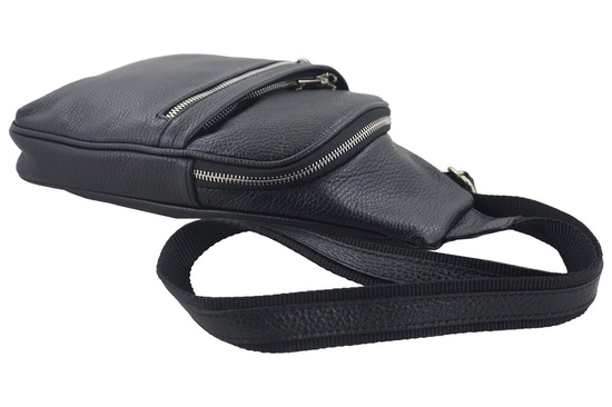 Skórzana saszetka / nerka męska - Czarna 