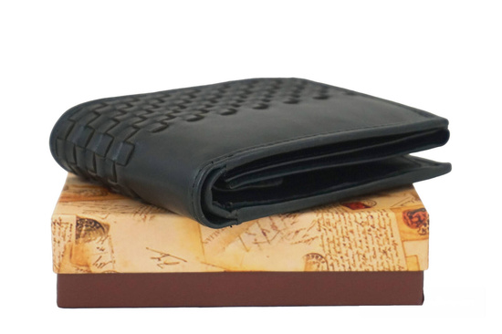 Stylowy portfel męski skórzany - Czarny