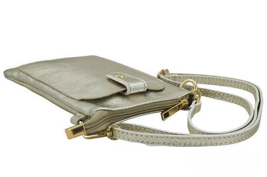 Mini torebka / etui ze skóry metalizowanej - Złota 