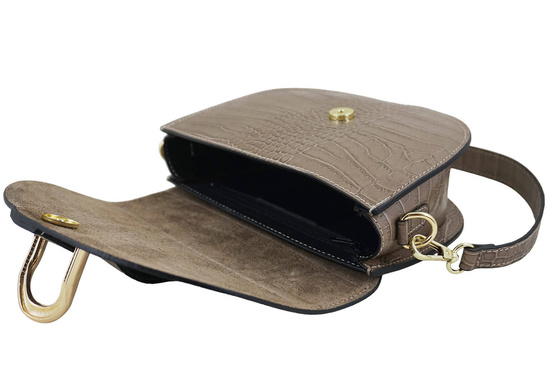 Listonoszka damska croco - Beżowa ciemna 