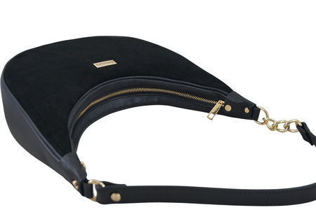 Stylowa torebka z zamszowym wykończeniem - Czarna